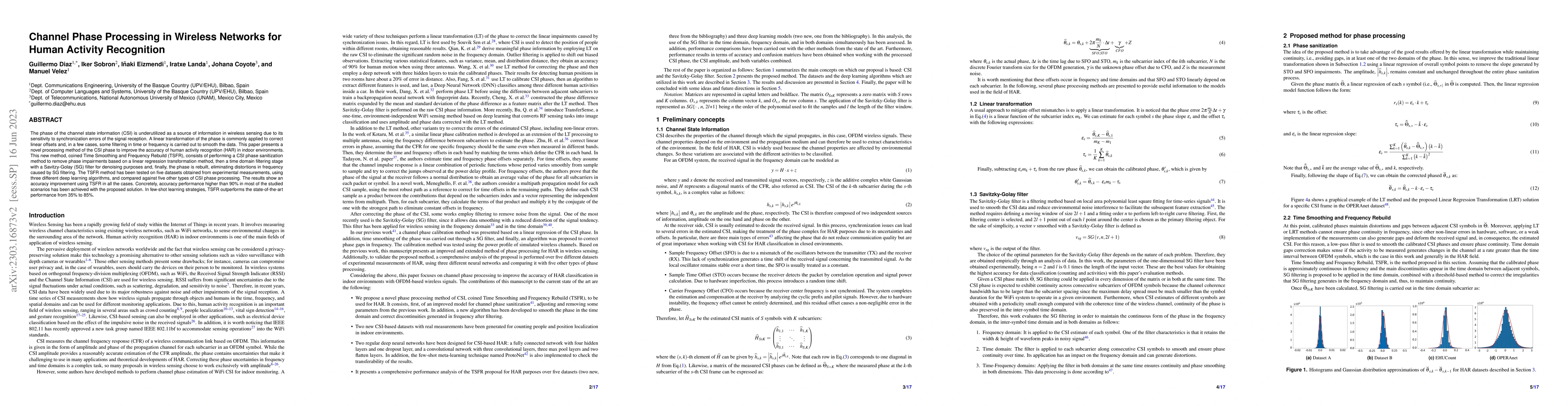 Thumbnail for Channel Phase Processing in Wireless Networks for Human Activity
  Recognition