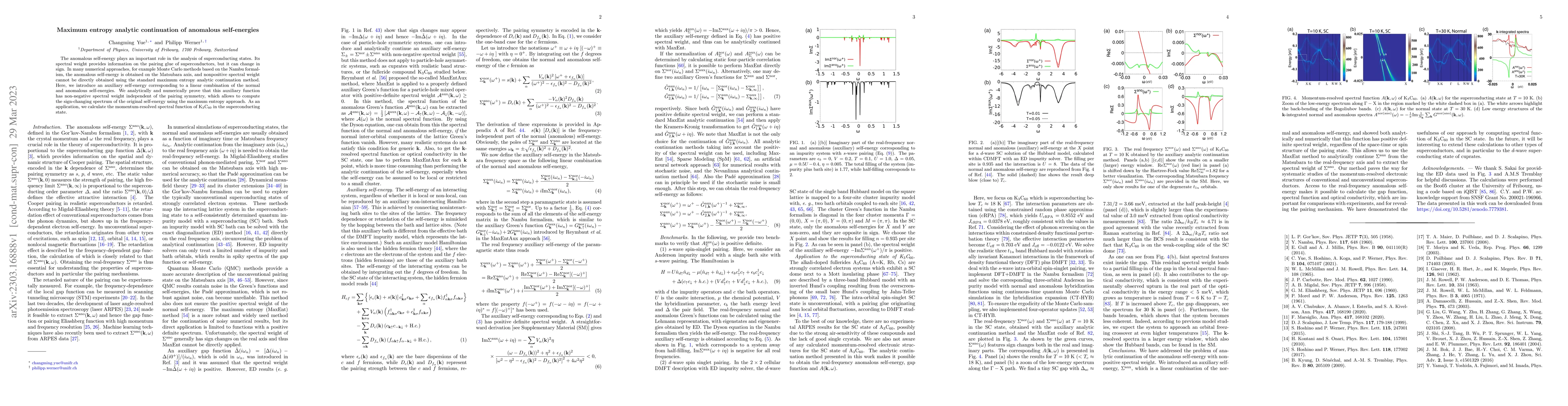 Thumbnail for Maximum entropy analytic continuation of anomalous self-energies