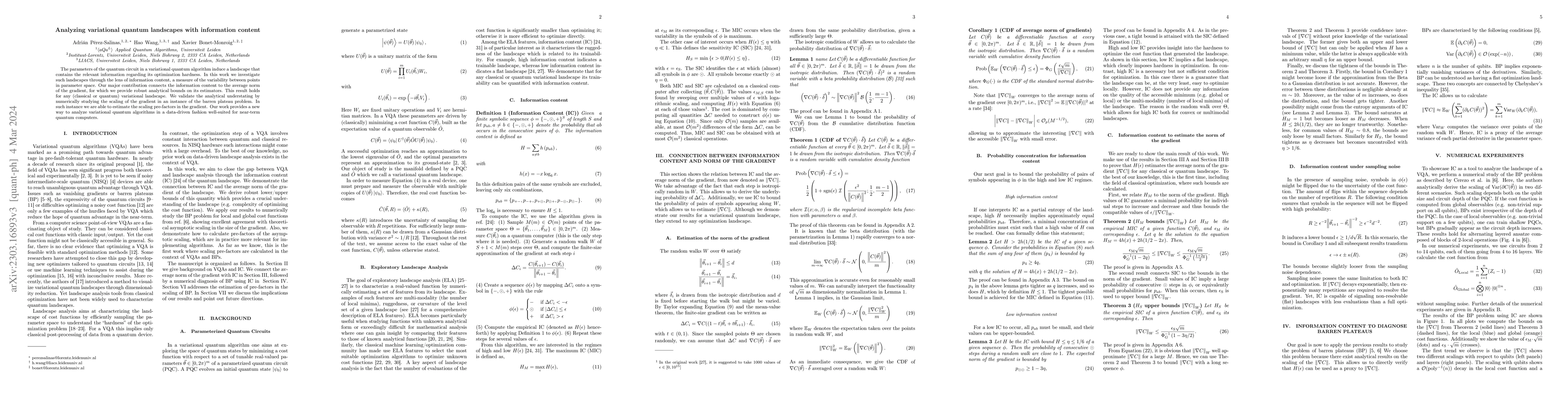 Thumbnail for Analyzing variational quantum landscapes with information content