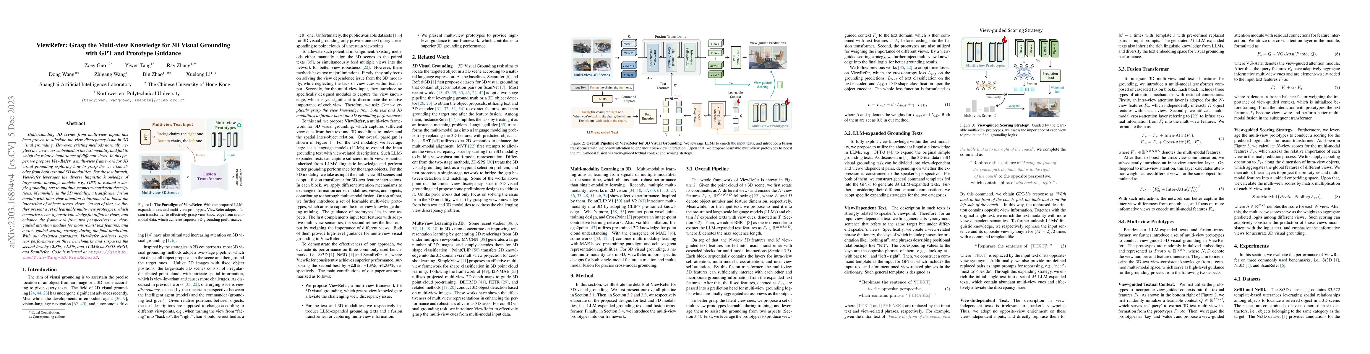 Thumbnail for ViewRefer: Grasp the Multi-view Knowledge for 3D Visual Grounding with
  GPT and Prototype Guidance