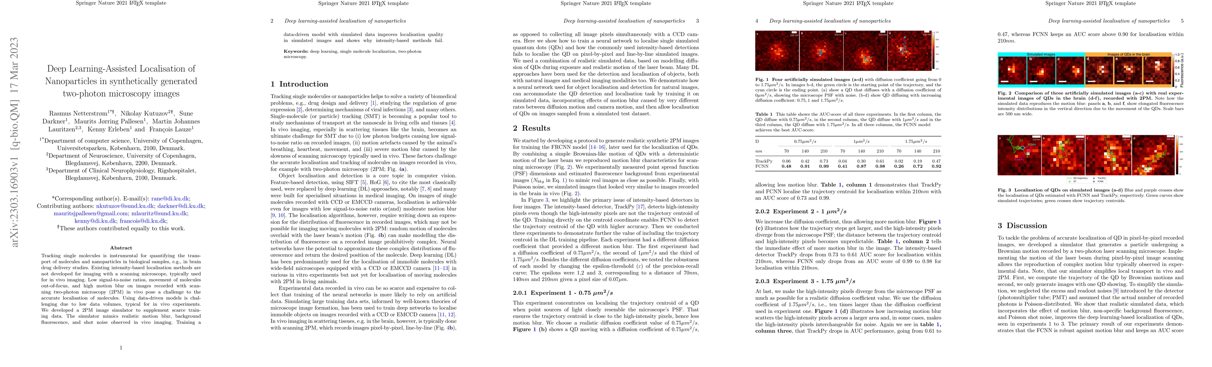Thumbnail for Deep Learning-Assisted Localisation of Nanoparticles in synthetically
  generated two-photon microscopy images