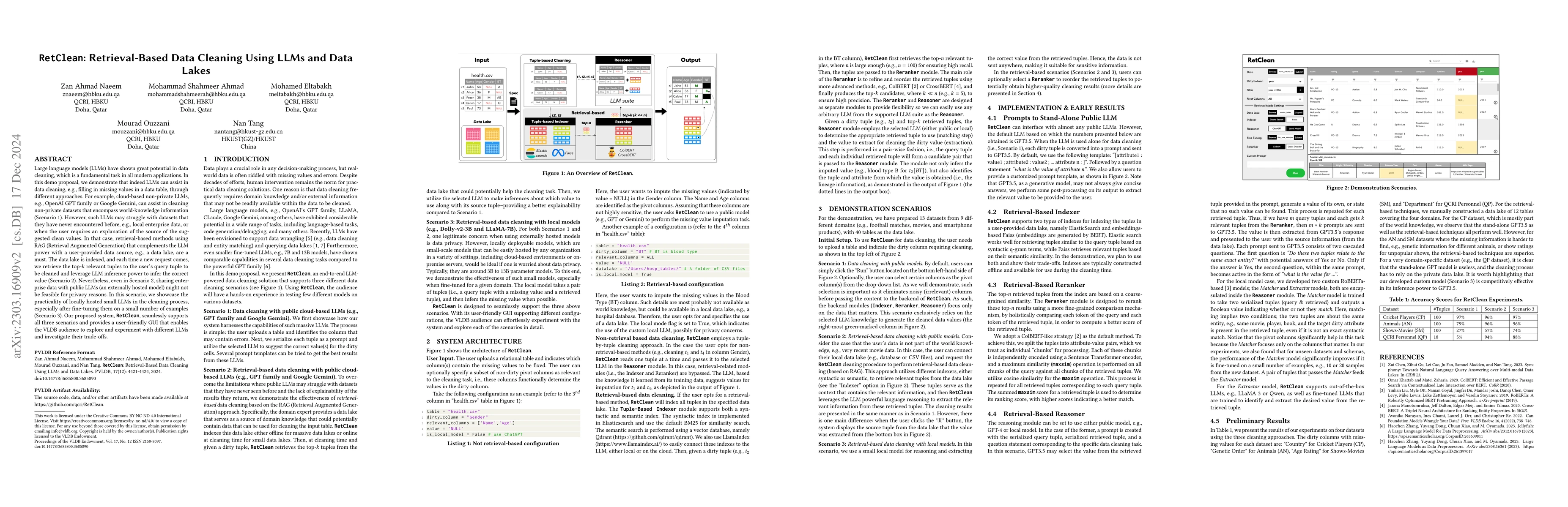 Thumbnail for RetClean: Retrieval-Based Data Cleaning Using Foundation Models and Data
  Lakes