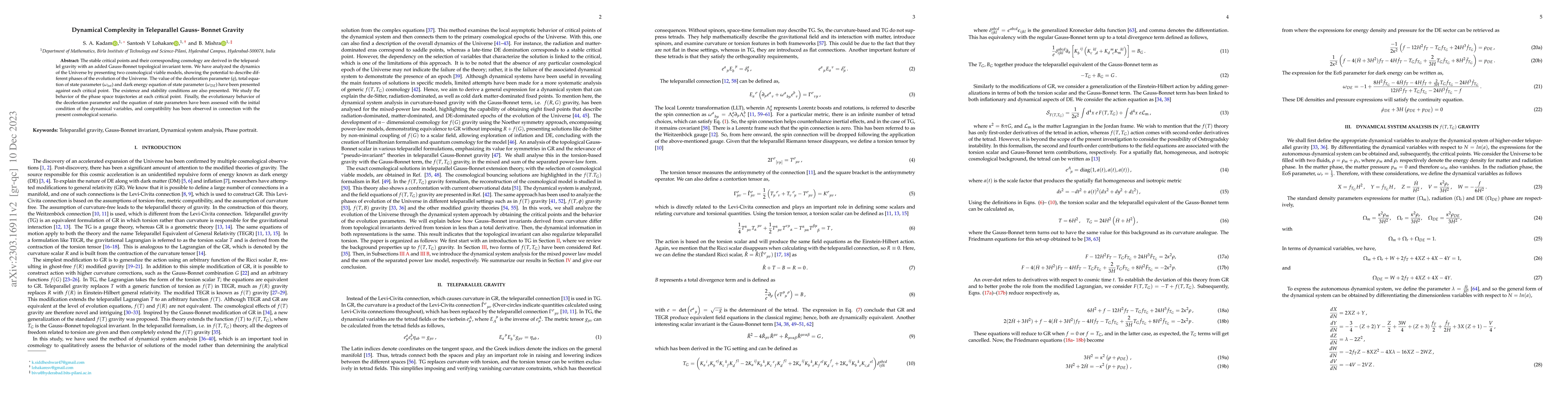 Thumbnail for Dynamical Complexity in Teleparallel Gauss-Bonnet Gravity