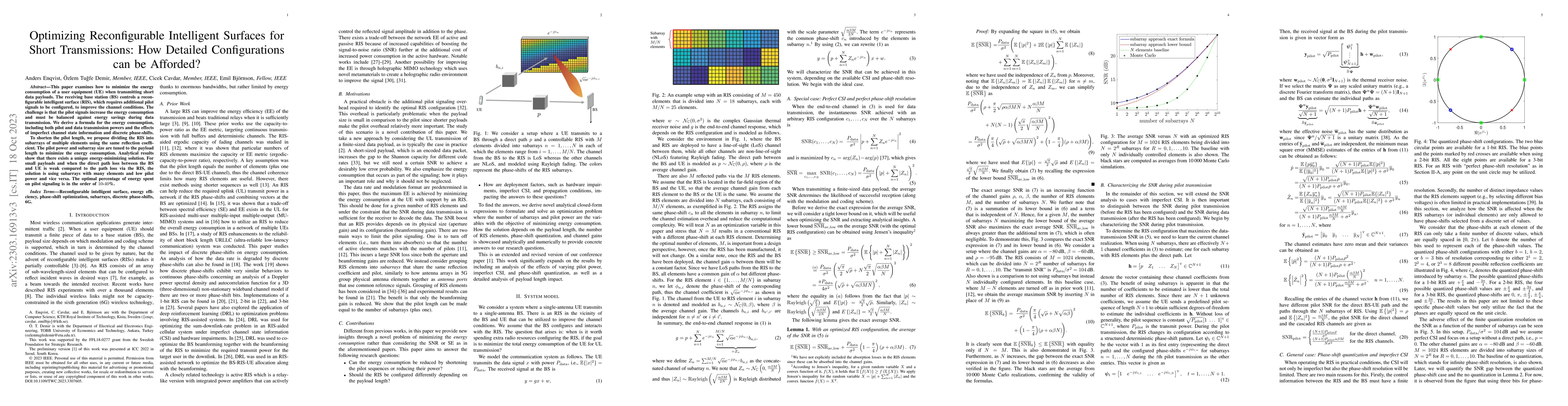 Thumbnail for Optimizing Reconfigurable Intelligent Surfaces for Short Transmissions:
  How Detailed Configurations can be Afforded?