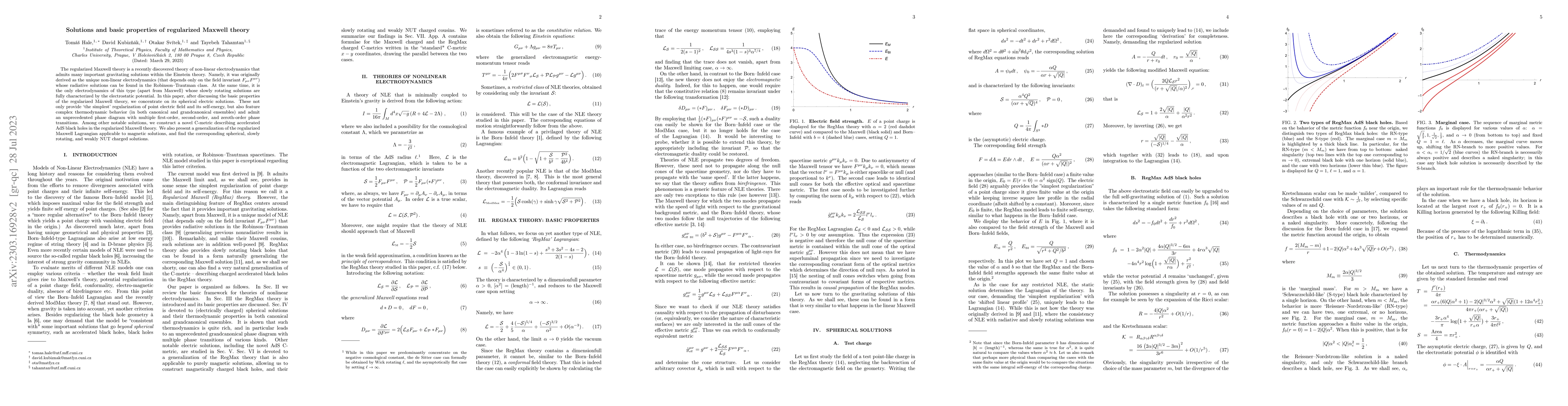 Thumbnail for Solutions and basic properties of regularized Maxwell theory