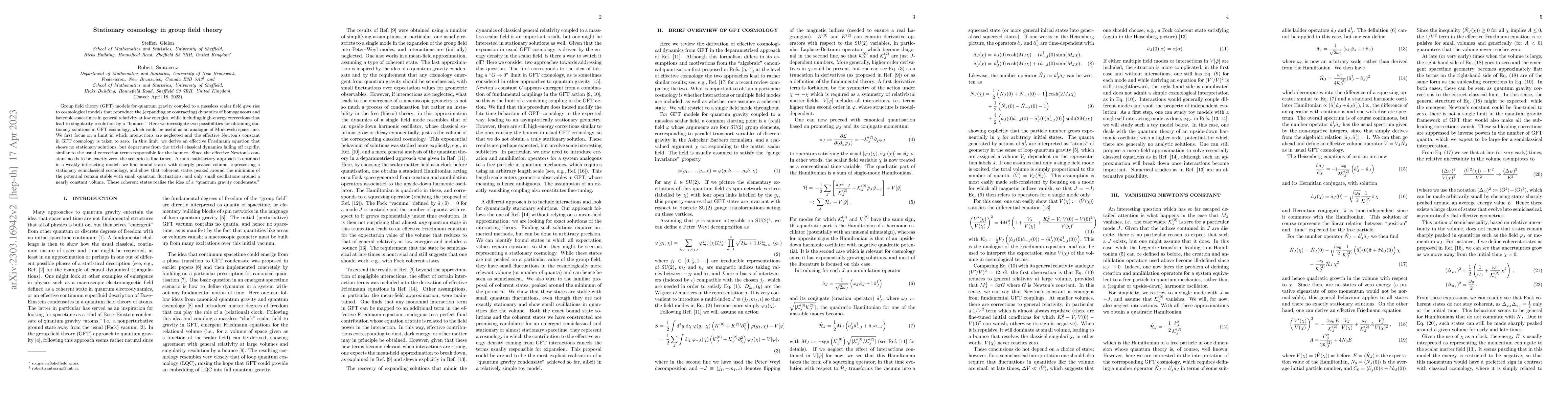 Thumbnail for Stationary cosmology in group field theory