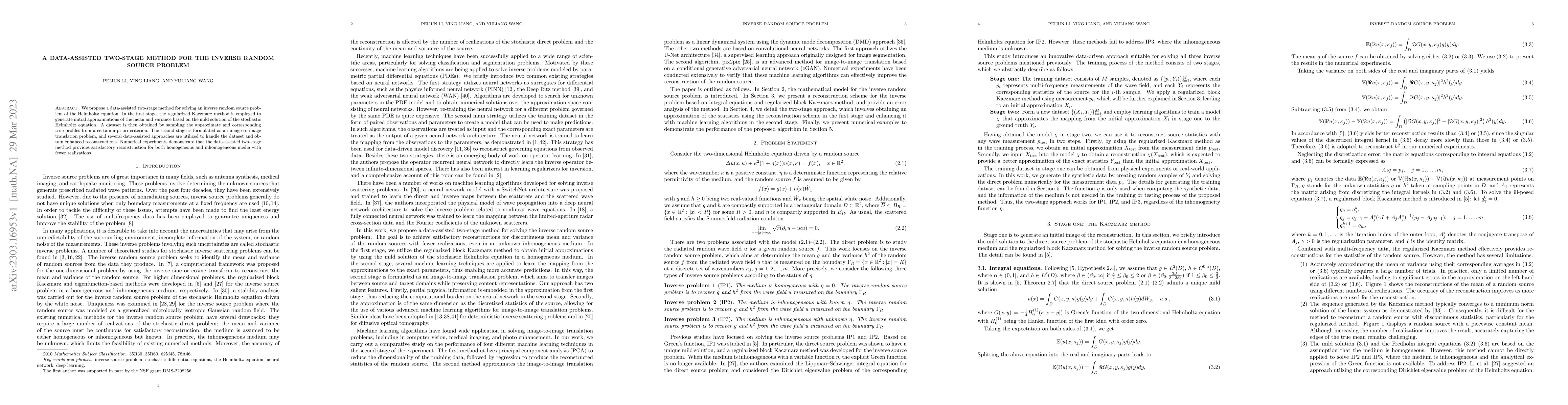 Thumbnail for A data-assisted two-stage method for the inverse random source problem