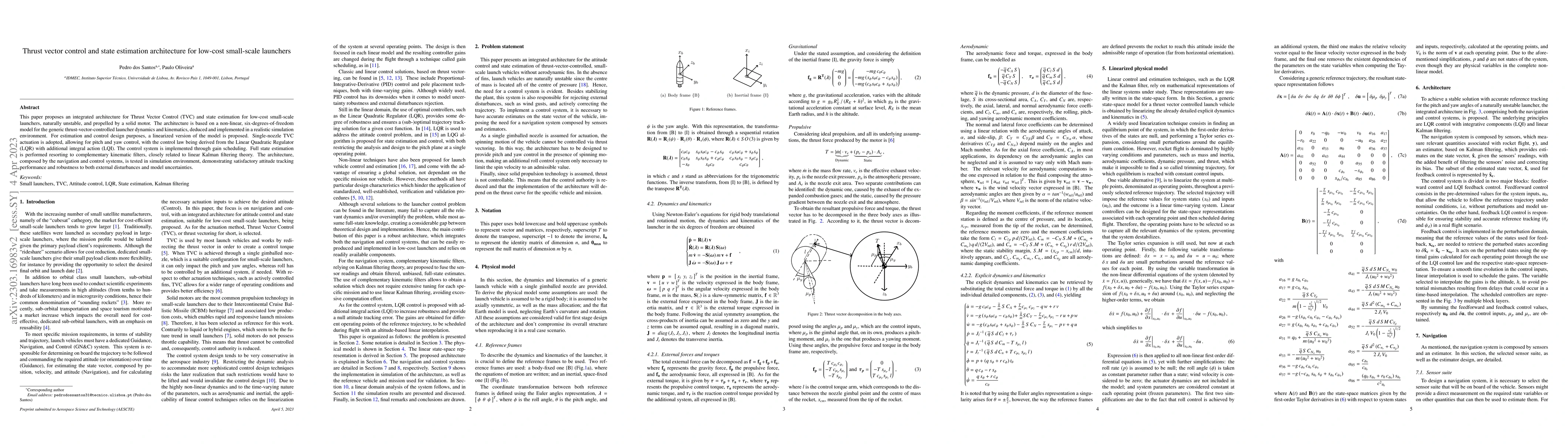 Thumbnail for Thrust vector control and state estimation architecture for low-cost
  small-scale launchers