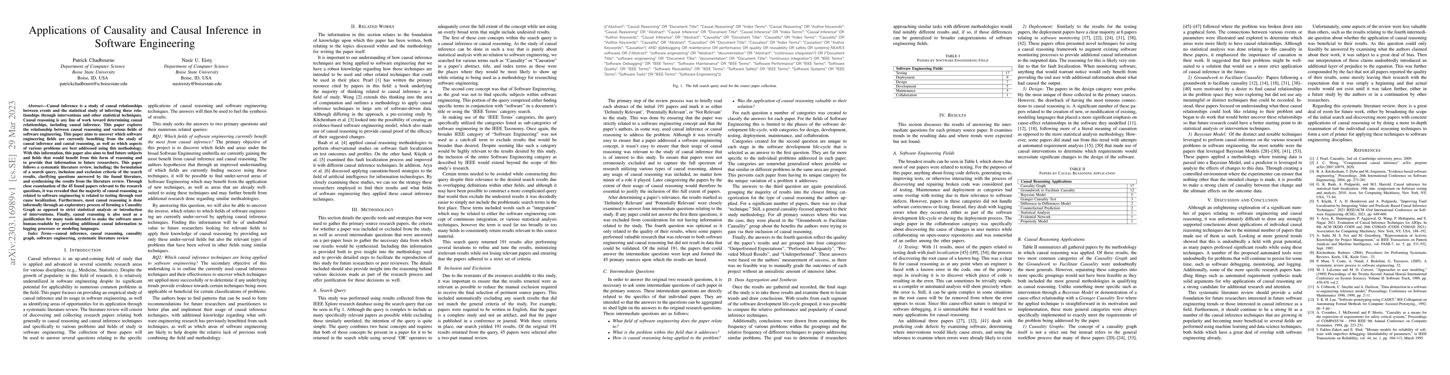 Thumbnail for Applications of Causality and Causal Inference in Software Engineering