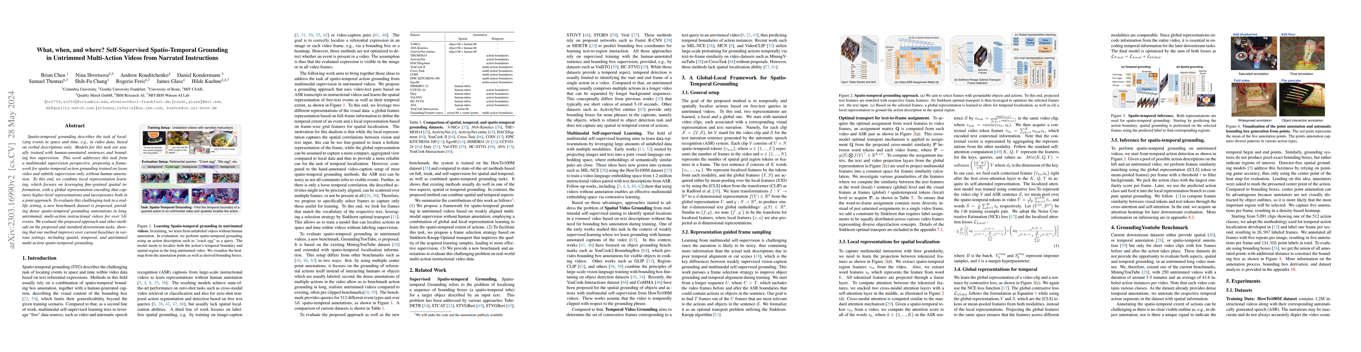 Thumbnail for What, when, and where? -- Self-Supervised Spatio-Temporal Grounding in
  Untrimmed Multi-Action Videos from Narrated Instructions