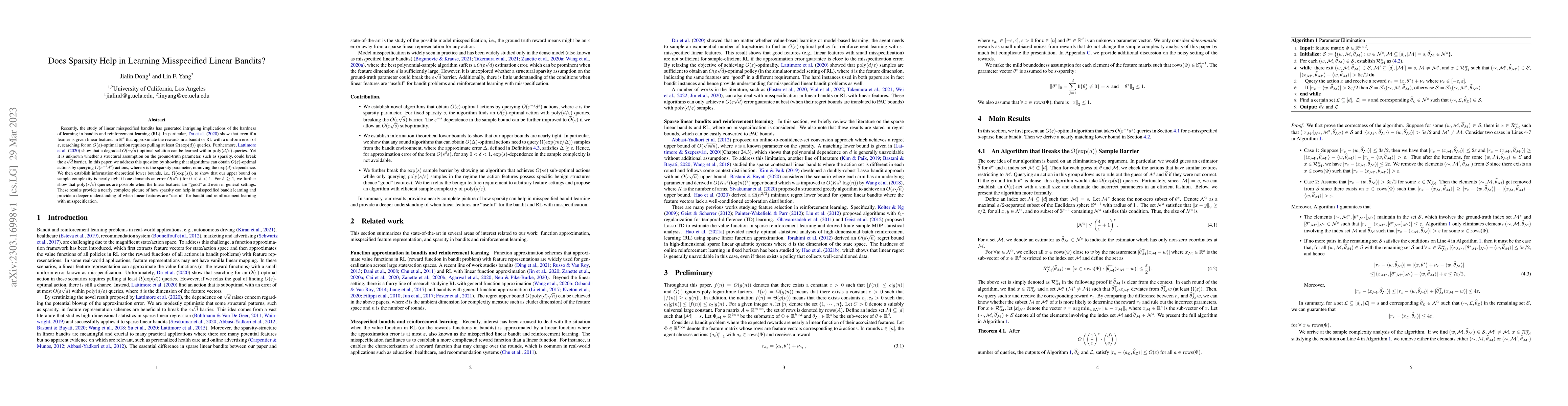 Thumbnail for Does Sparsity Help in Learning Misspecified Linear Bandits?