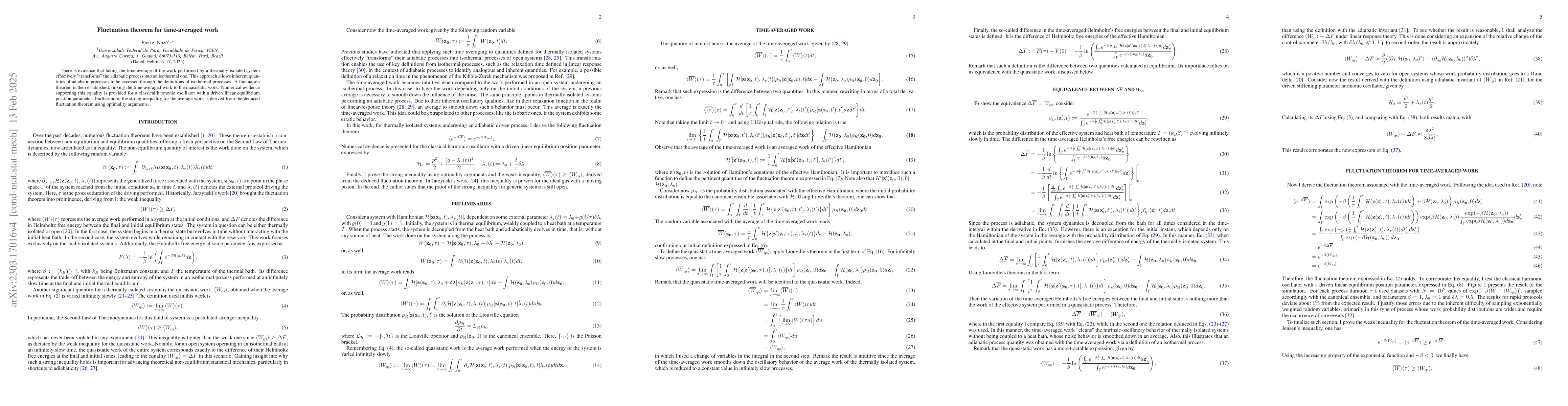 Thumbnail for Fluctuation theorem for time-averaged work