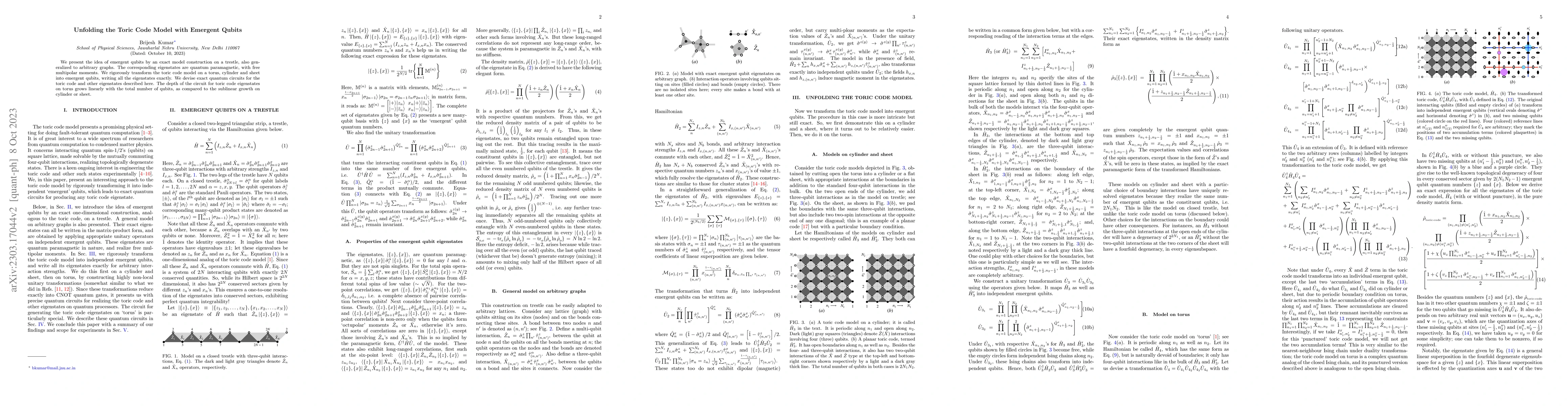 Thumbnail for Unfolding the Toric Code Model with Emergent Qubits
