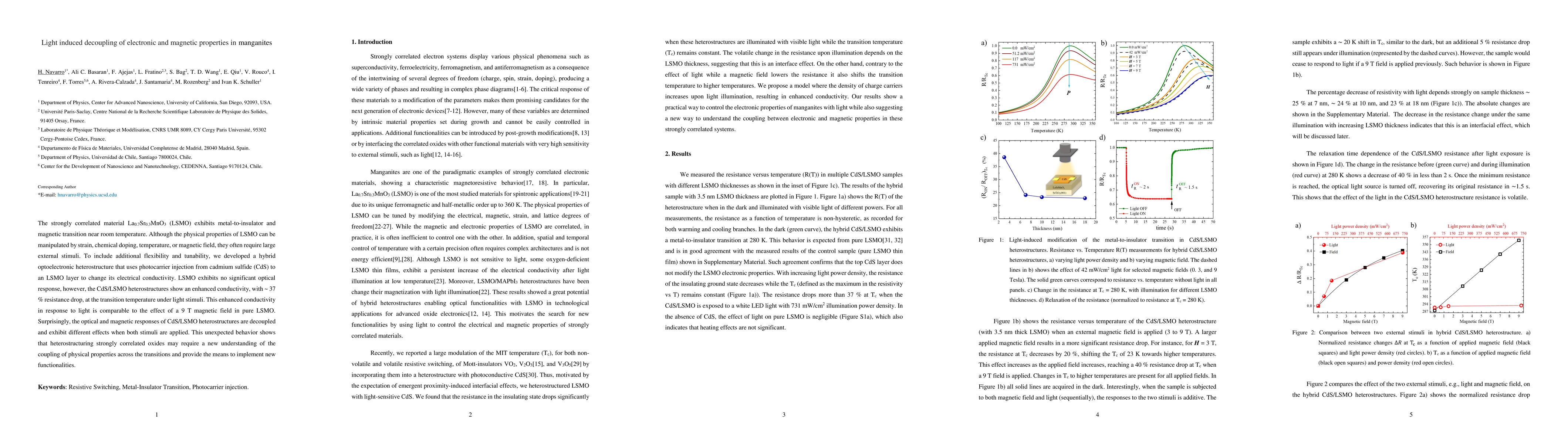Thumbnail for Light induced decoupling of electronic and magnetic properties in
  manganites