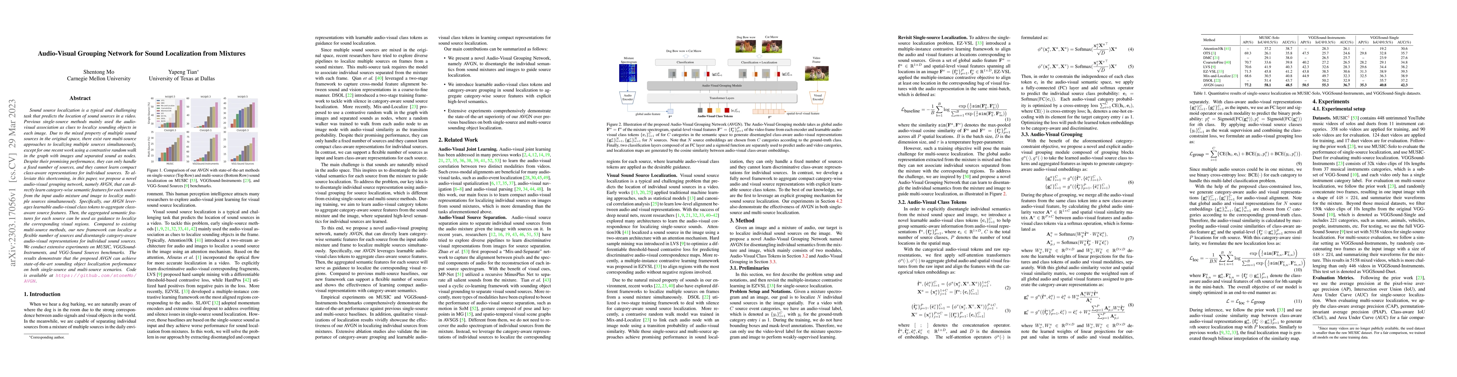 Thumbnail for Audio-Visual Grouping Network for Sound Localization from Mixtures