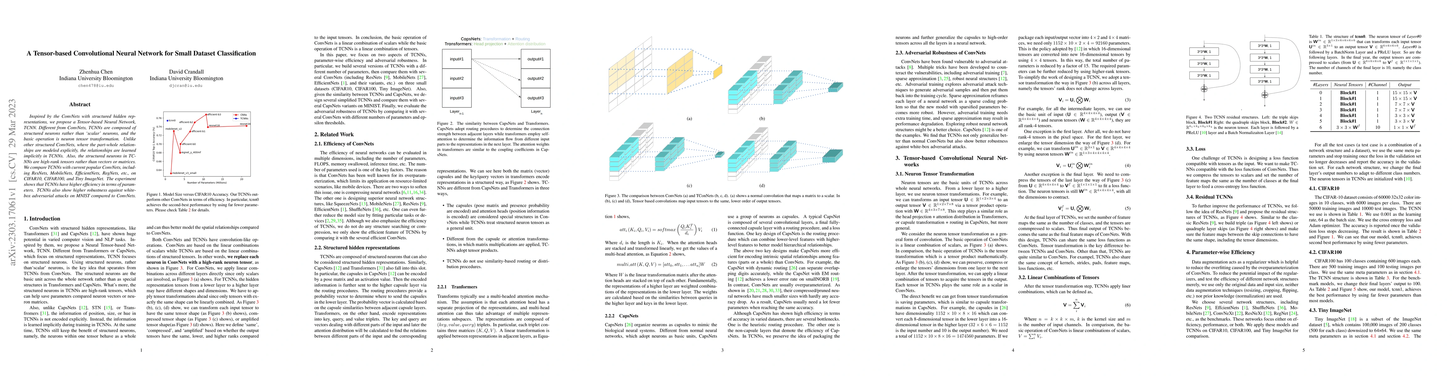 Thumbnail for A Tensor-based Convolutional Neural Network for Small Dataset
  Classification