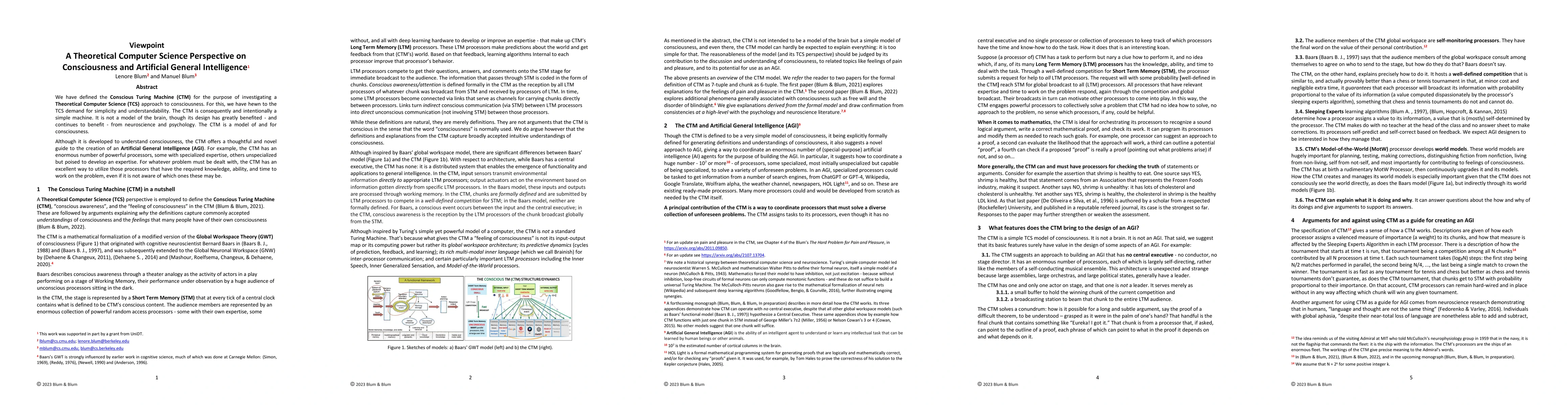 Thumbnail for Viewpoint: A Theoretical Computer Science Perspective on Consciousness
  and Artificial General Intelligence