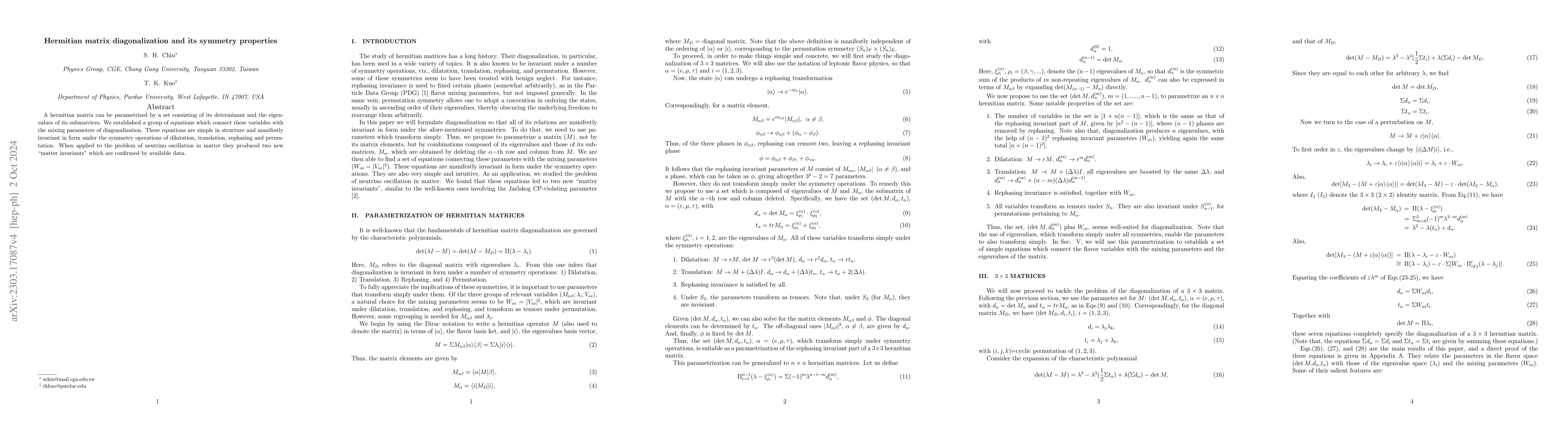 Thumbnail for Hermitian Matrix Diagonalization and its Symmetry Properties