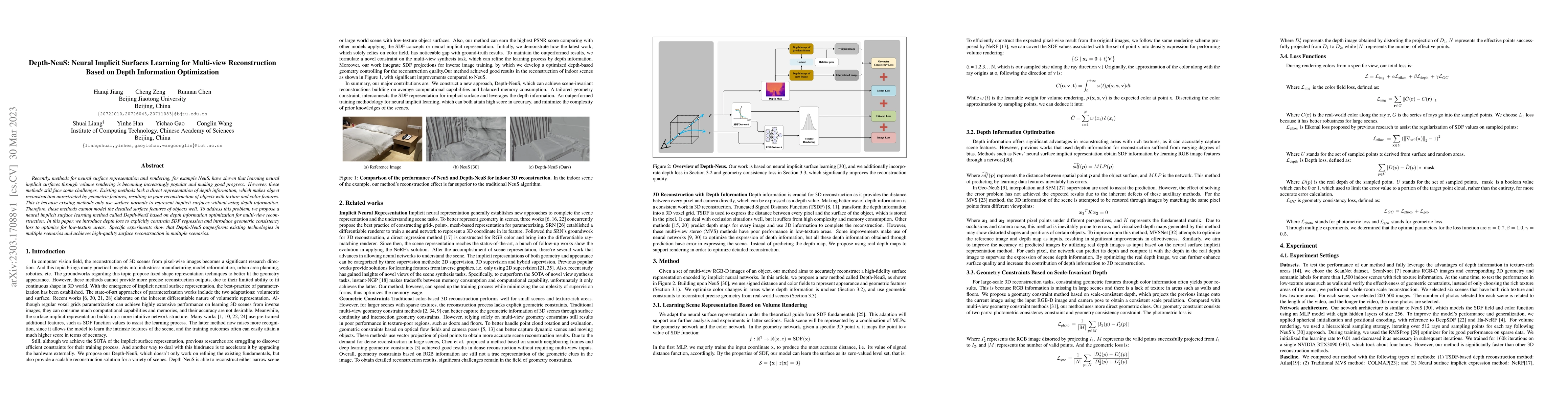 Thumbnail for Depth-NeuS: Neural Implicit Surfaces Learning for Multi-view
  Reconstruction Based on Depth Information Optimization