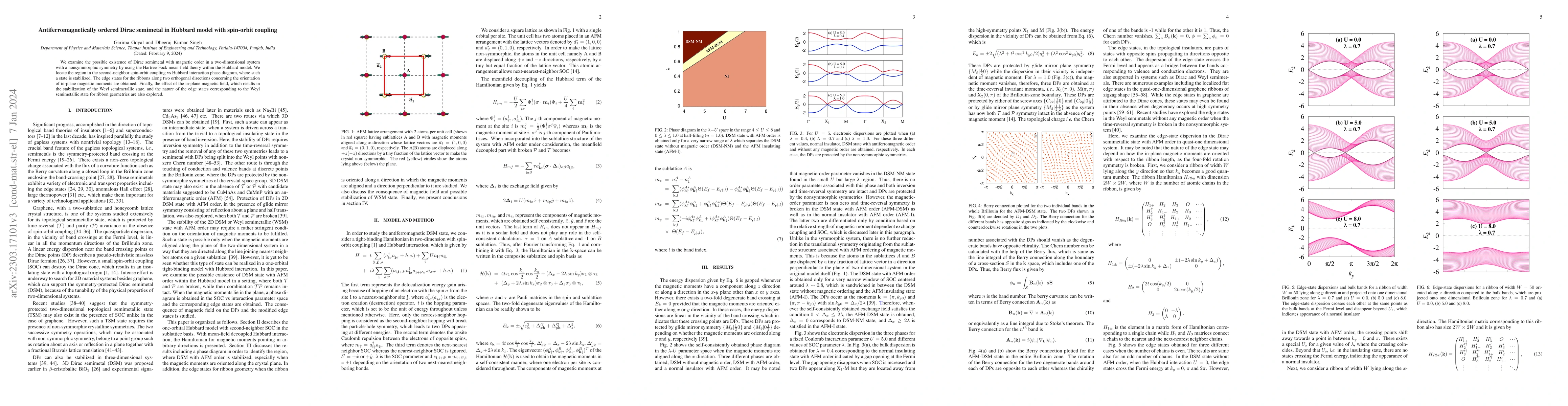 Thumbnail for Antiferromagnetically ordered Dirac semimetal in Hubbard model with
  spin-orbit coupling