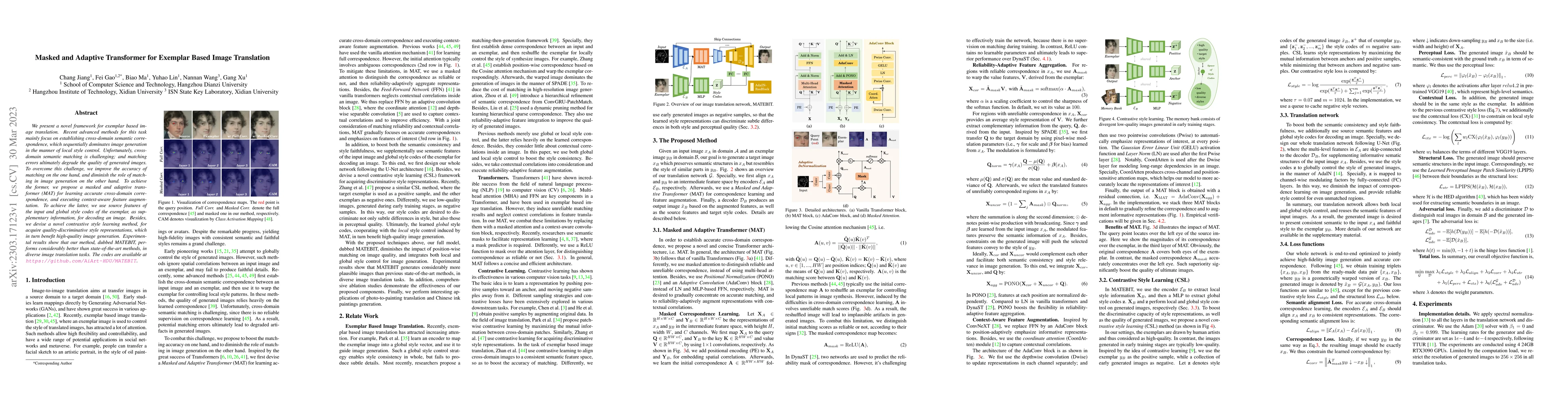 Thumbnail for Masked and Adaptive Transformer for Exemplar Based Image Translation