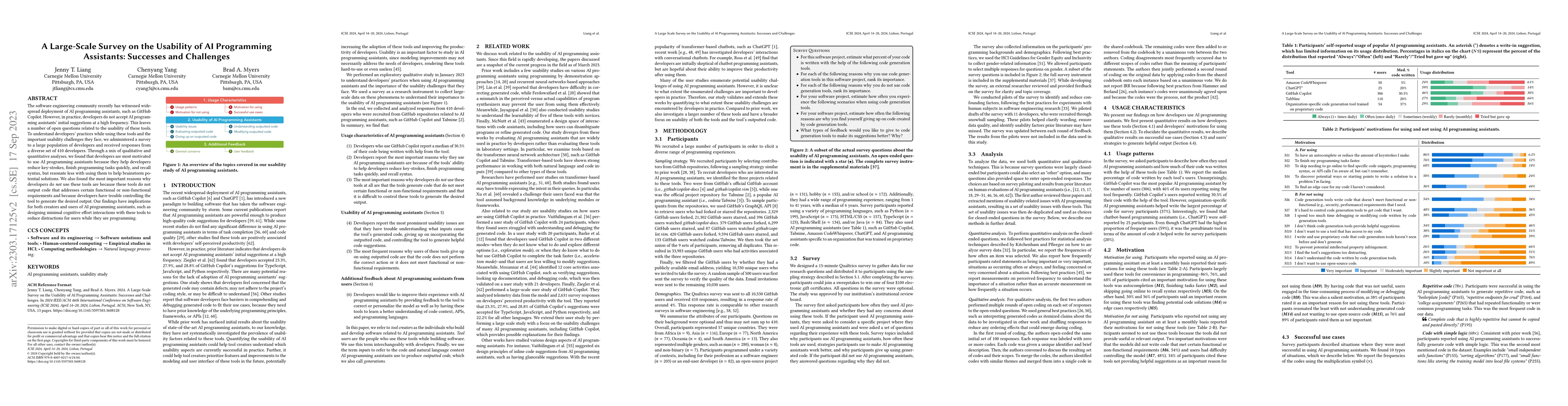 Thumbnail for A Large-Scale Survey on the Usability of AI Programming Assistants:
  Successes and Challenges