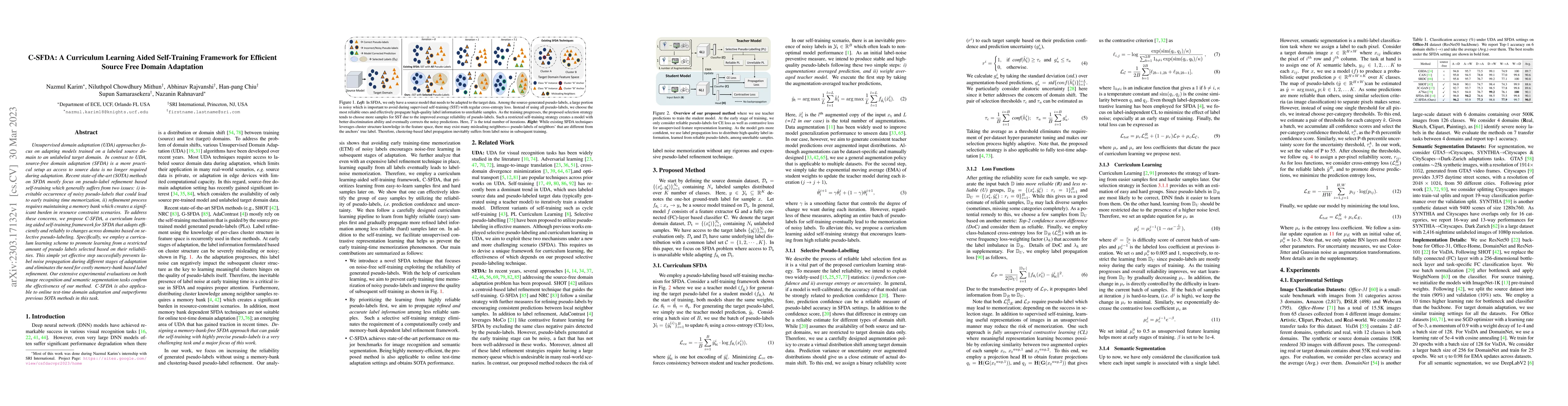 Thumbnail for C-SFDA: A Curriculum Learning Aided Self-Training Framework for
  Efficient Source Free Domain Adaptation