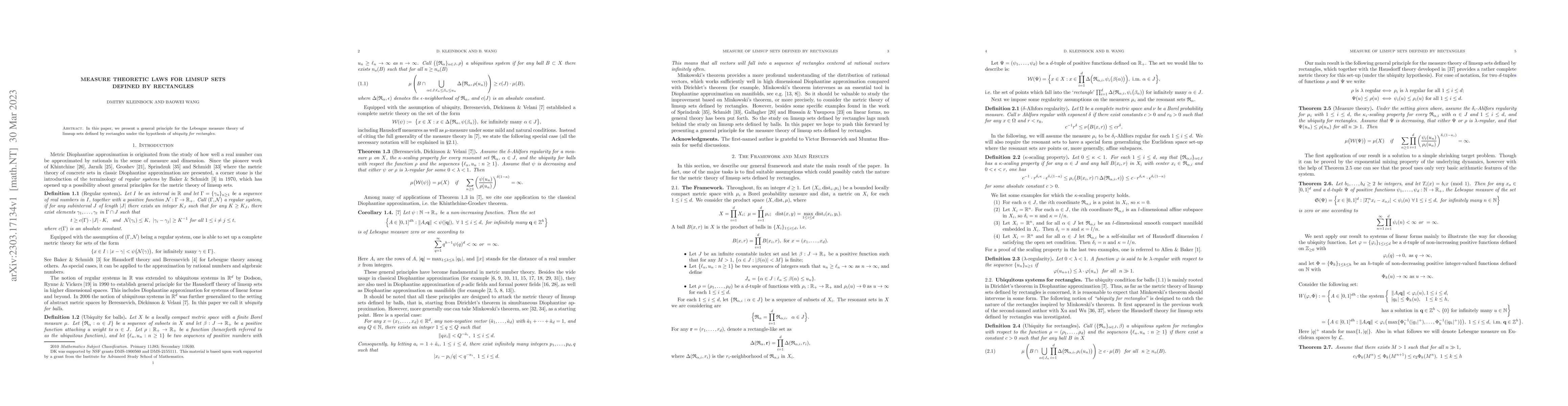 Thumbnail for Measure theoretic laws for limsup set defined by rectangles