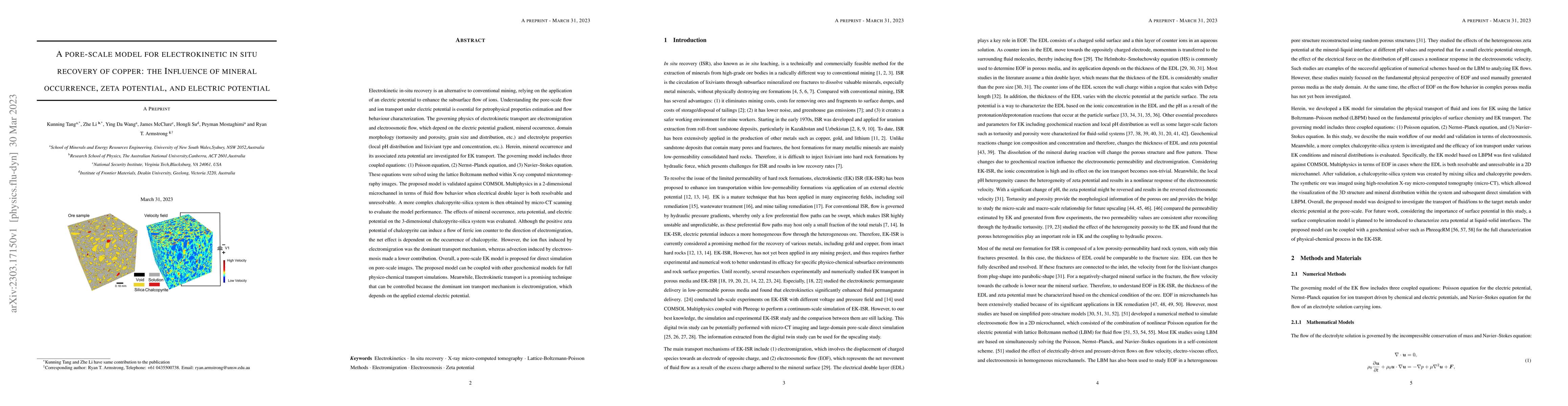 Thumbnail for A pore-scale model for electrokinetic in situ recovery of copper: the
  Influence of mineral occurrence, zeta potential, and electric potential