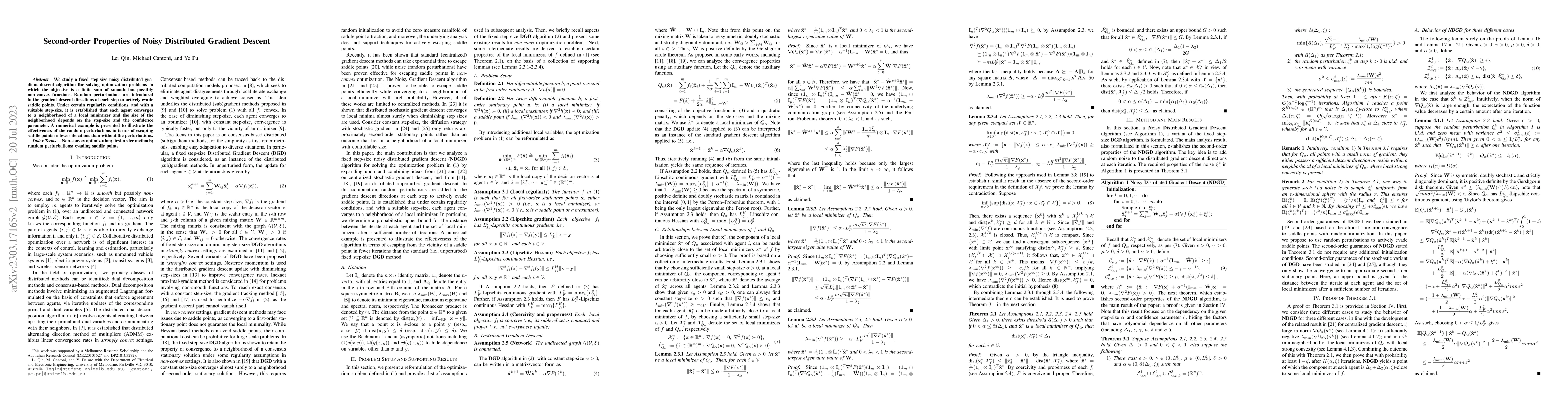 Thumbnail for Second-order Properties of Noisy Distributed Gradient Descent