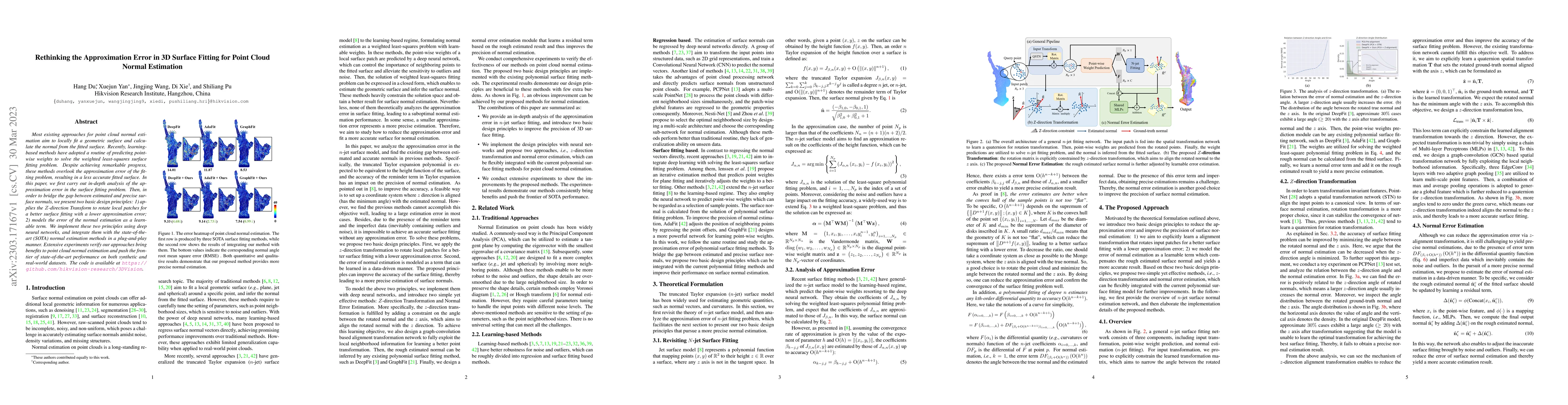 Thumbnail for Rethinking the Approximation Error in 3D Surface Fitting for Point Cloud
  Normal Estimation