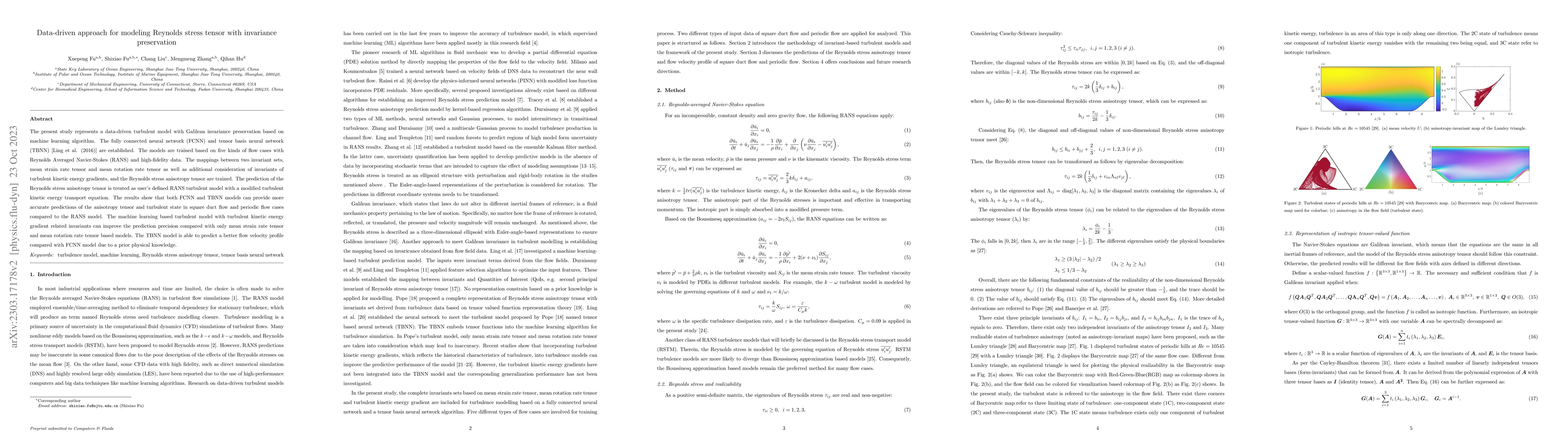Thumbnail for Data-driven approach for modeling Reynolds stress tensor with invariance
  preservation