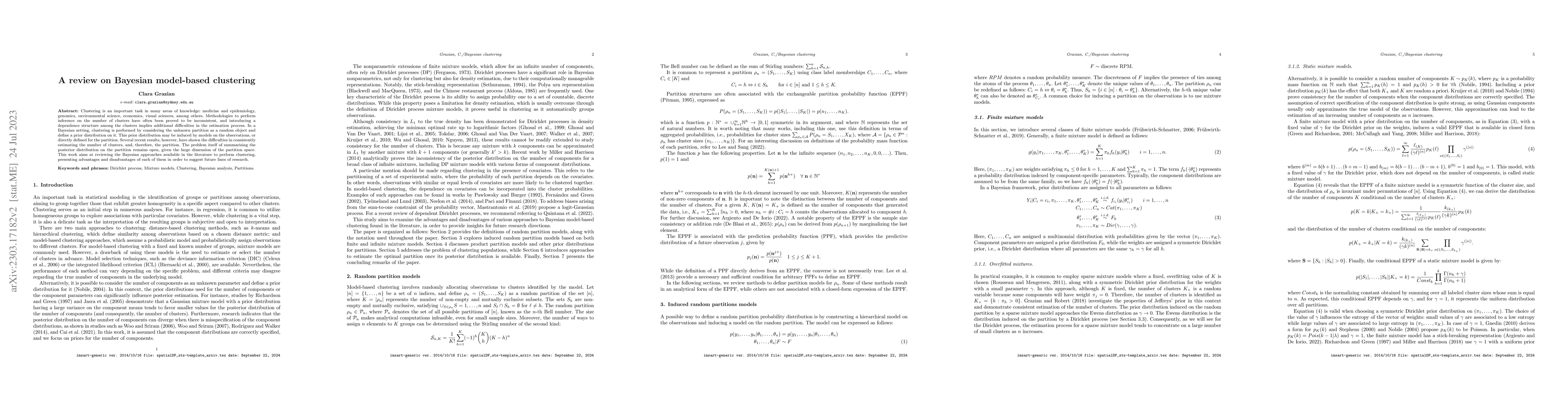Thumbnail for A review on Bayesian model-based clustering