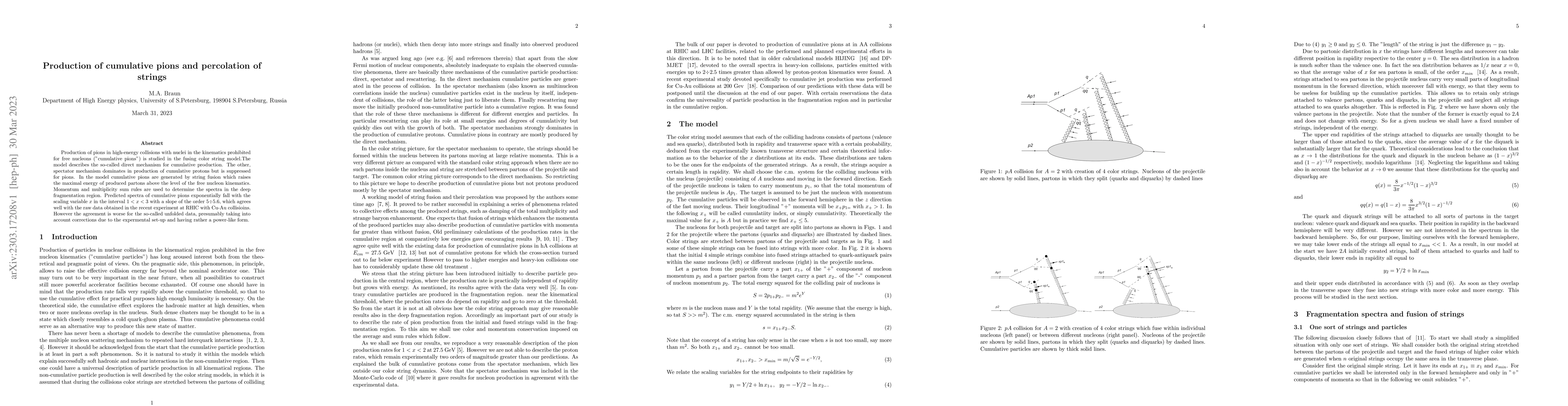 Thumbnail for Production of cumulative pions and percolation of strings