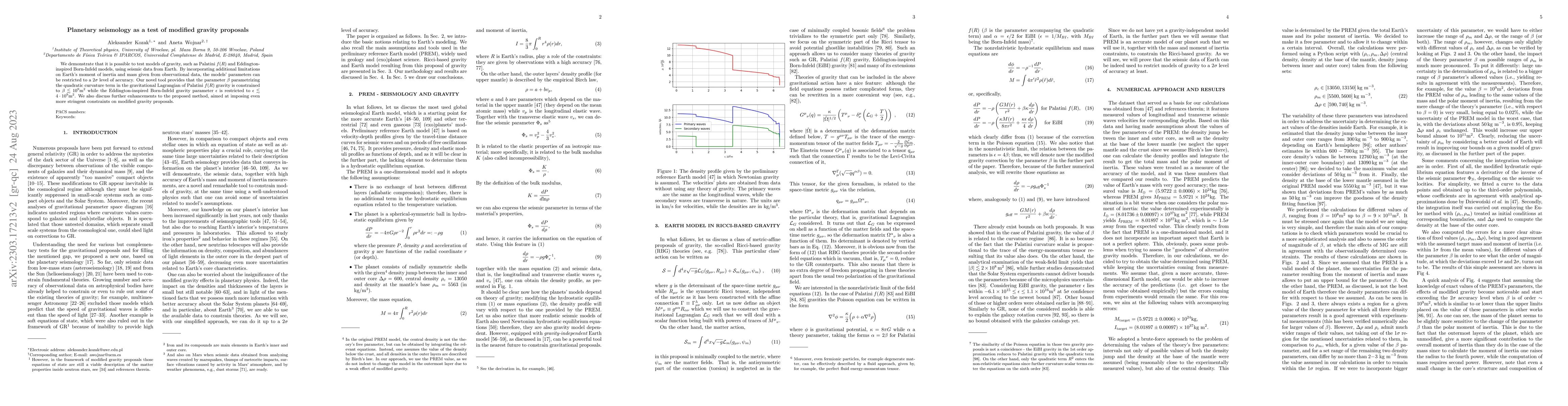 Thumbnail for Planetary seismology as a test of modified gravity proposals