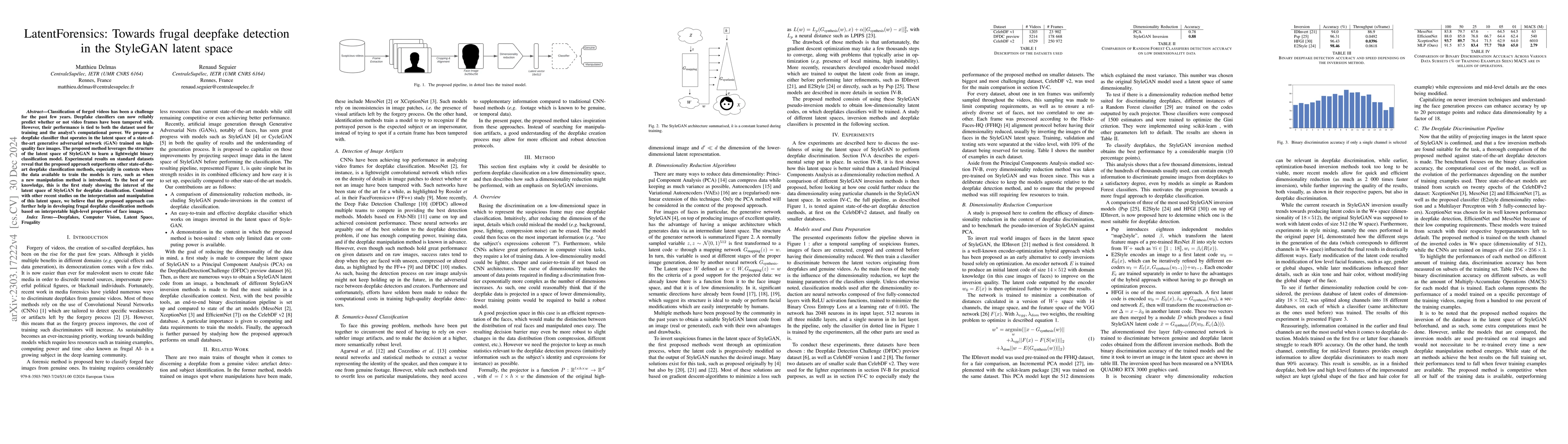 Thumbnail for LatentForensics: Towards frugal deepfake detection in the StyleGAN
  latent space