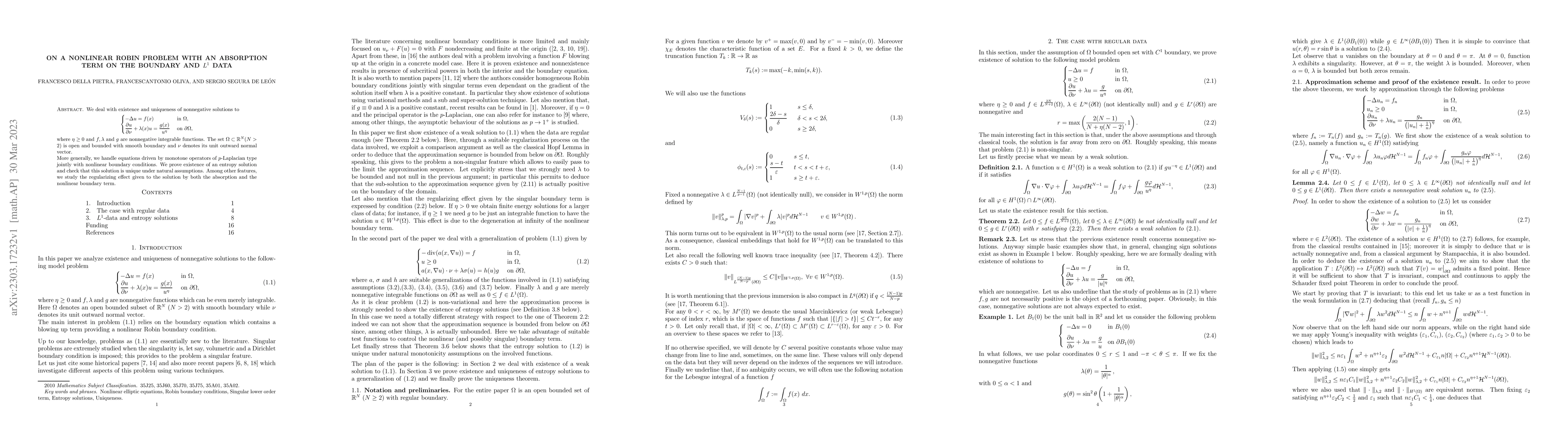Thumbnail for On a nonlinear Robin problem with an absorption term on the boundary and
  $L^1$ data