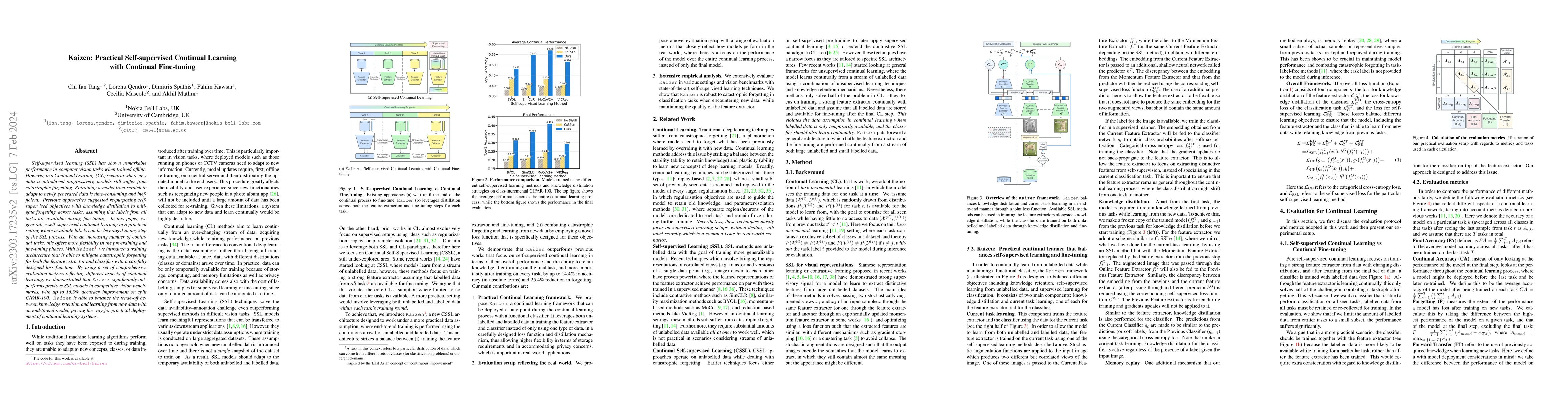 Thumbnail for Kaizen: Practical Self-supervised Continual Learning with Continual
  Fine-tuning