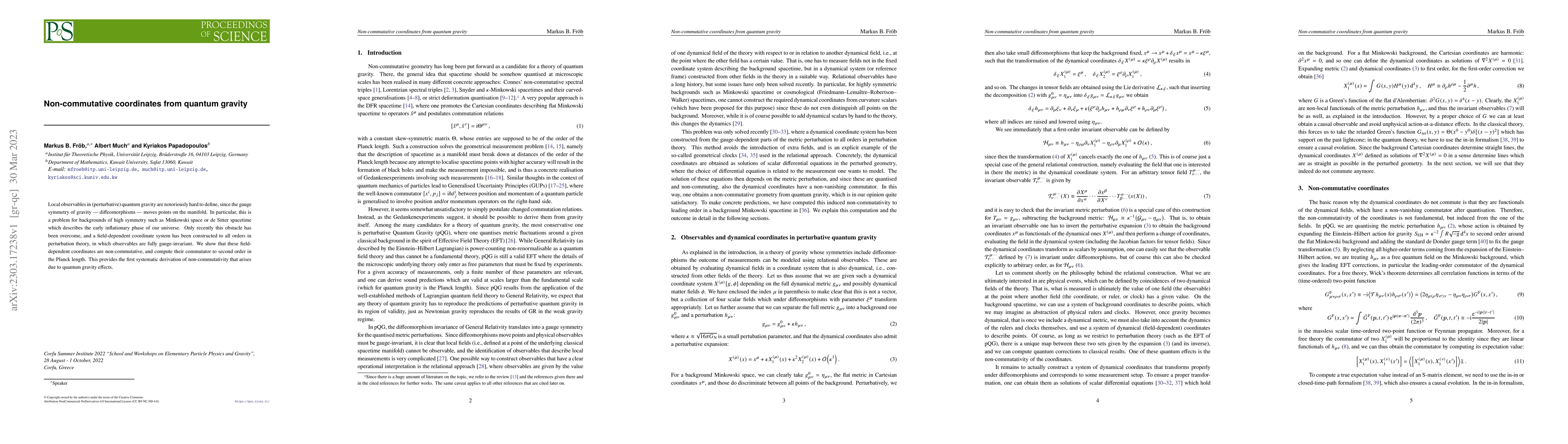 Thumbnail for Non-commutative coordinates from quantum gravity
