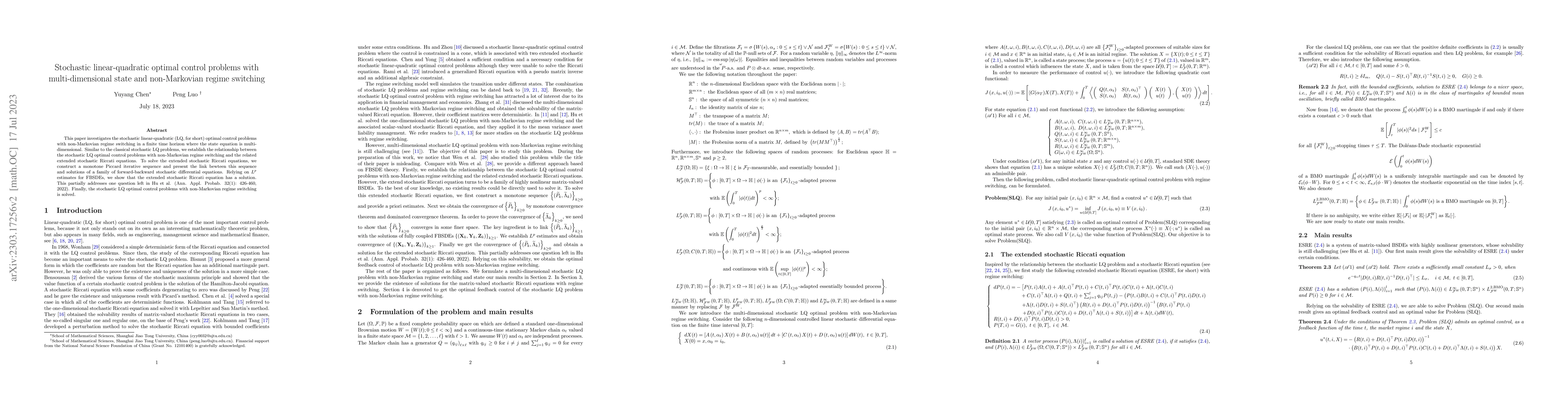 Thumbnail for Stochastic linear-quadratic optimal control problems with
  multi-dimensional state and non-Markovian regime switching