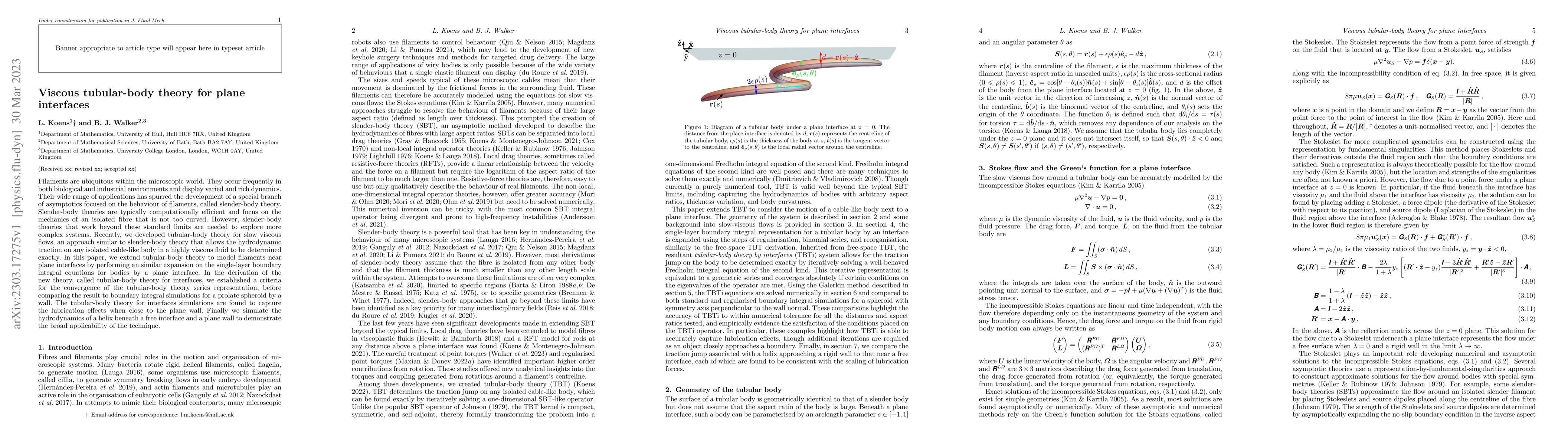 Thumbnail for Viscous tubular-body theory for plane interfaces