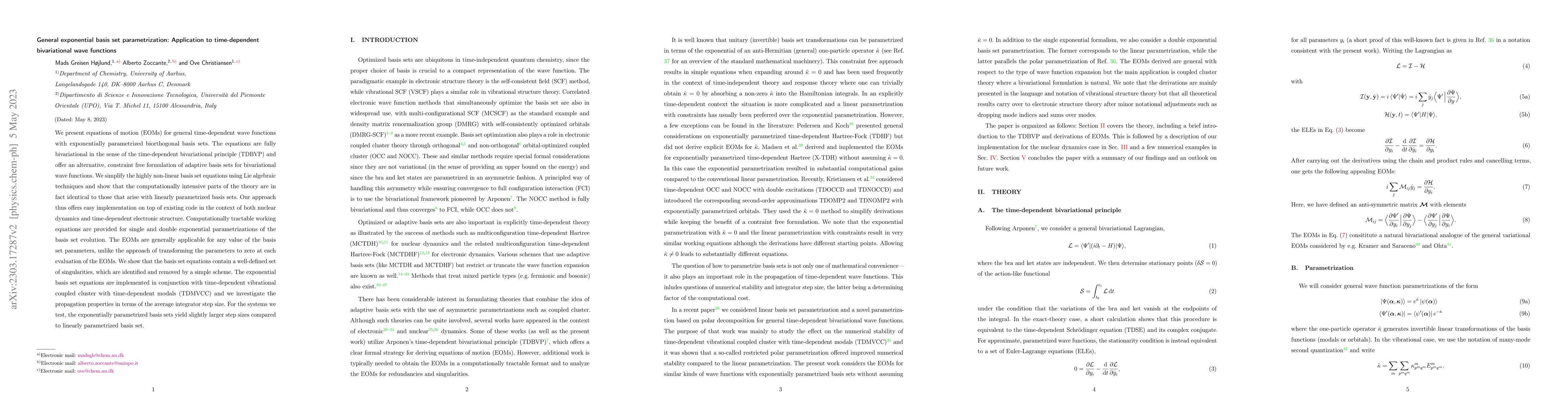 Thumbnail for General exponential basis set parametrization: Application to
  time-dependent bivariational wave functions