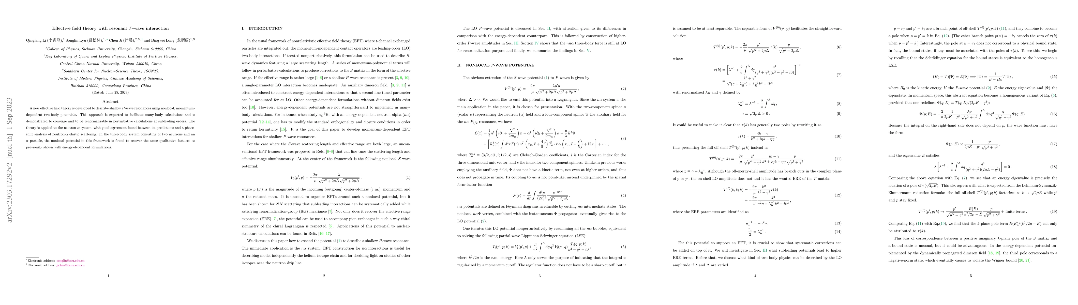 Thumbnail for Effective field theory with resonant P-wave interaction