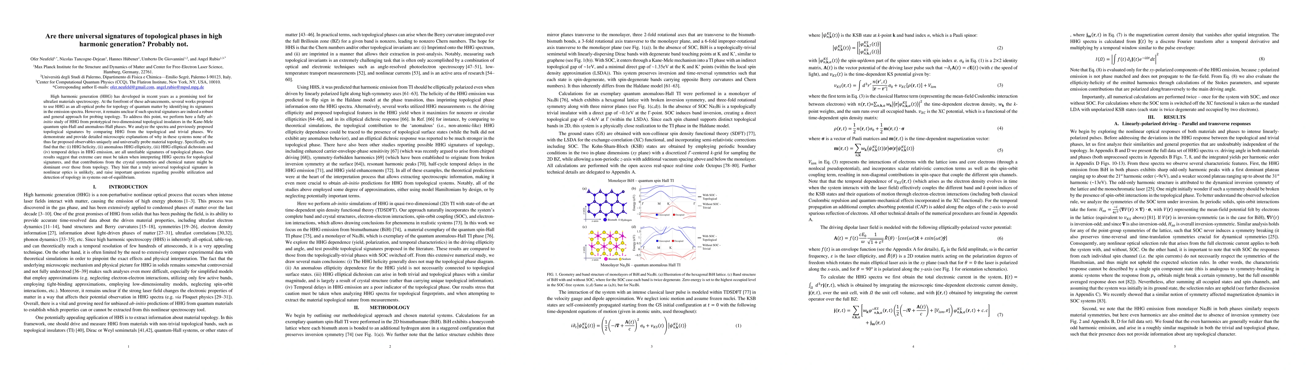Thumbnail for Are there universal signatures of topological phases in high harmonic
  generation? Probably not