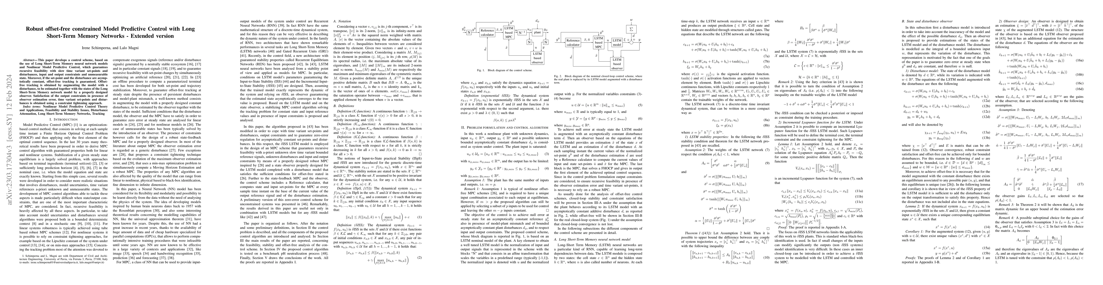 Thumbnail for Robust offset-free constrained Model Predictive Control with Long
  Short-Term Memory Networks -- Extended version