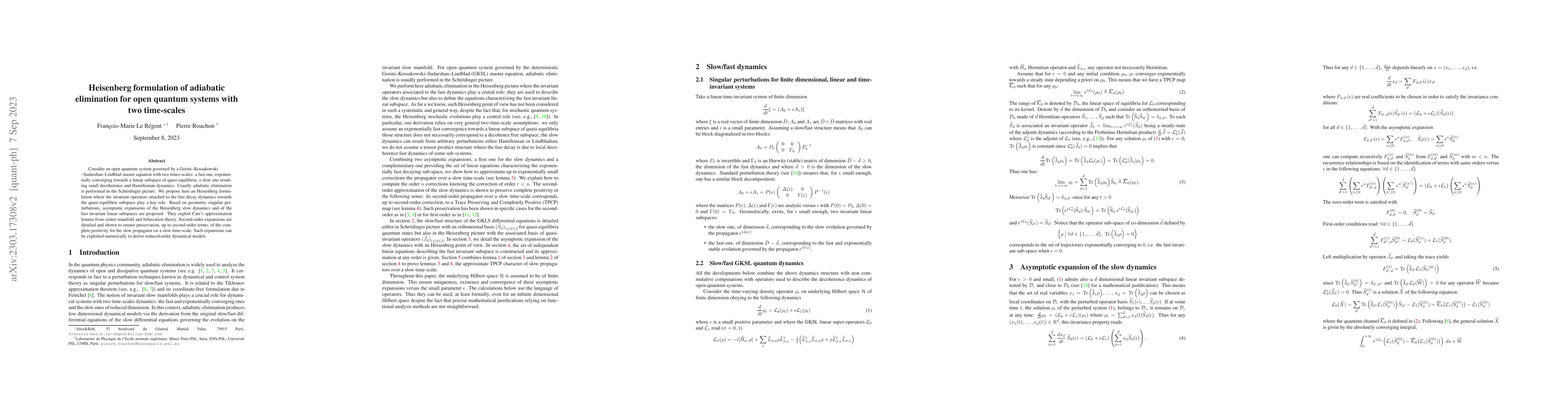 Thumbnail for Heisenberg formulation of adiabatic elimination for open quantum systems
  with two time-scales