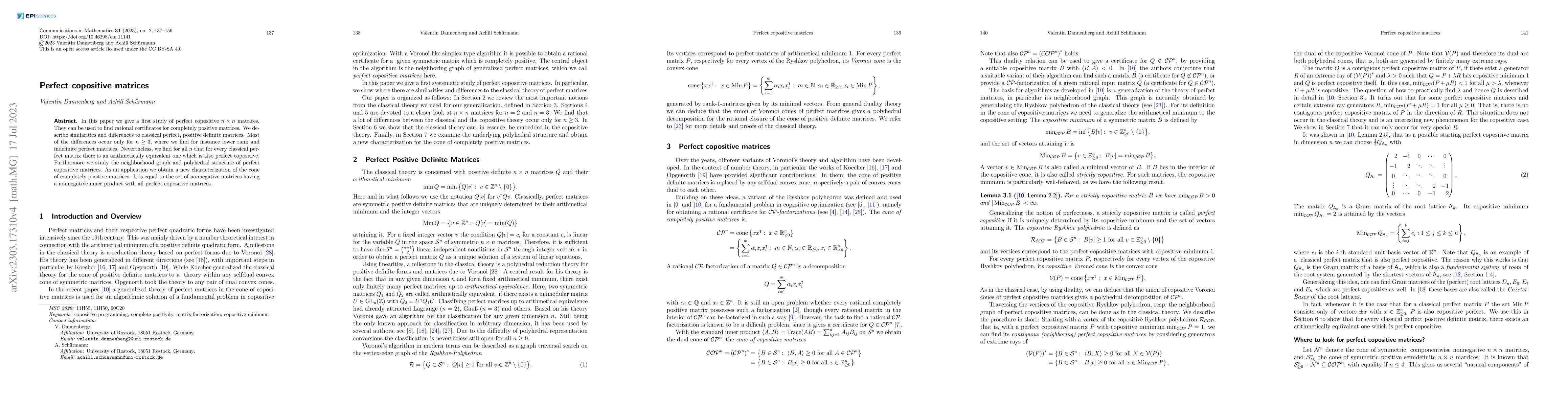 Thumbnail for Perfect Copositive Matrices