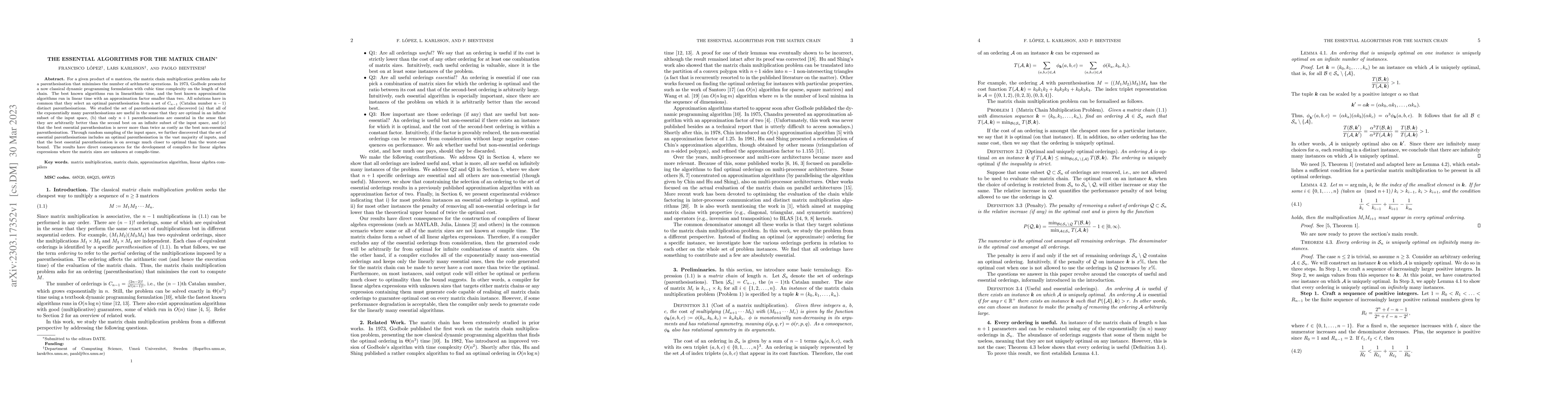 Thumbnail for The Essential Algorithms for the Matrix Chain