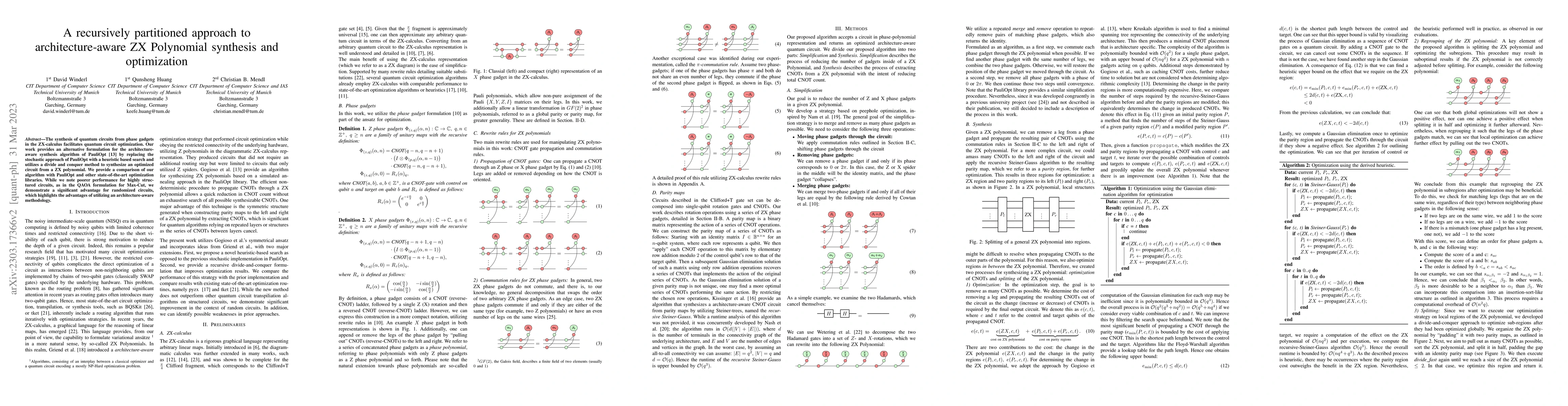 Thumbnail for A recursively partitioned approach to architecture-aware ZX Polynomial
  synthesis and optimization