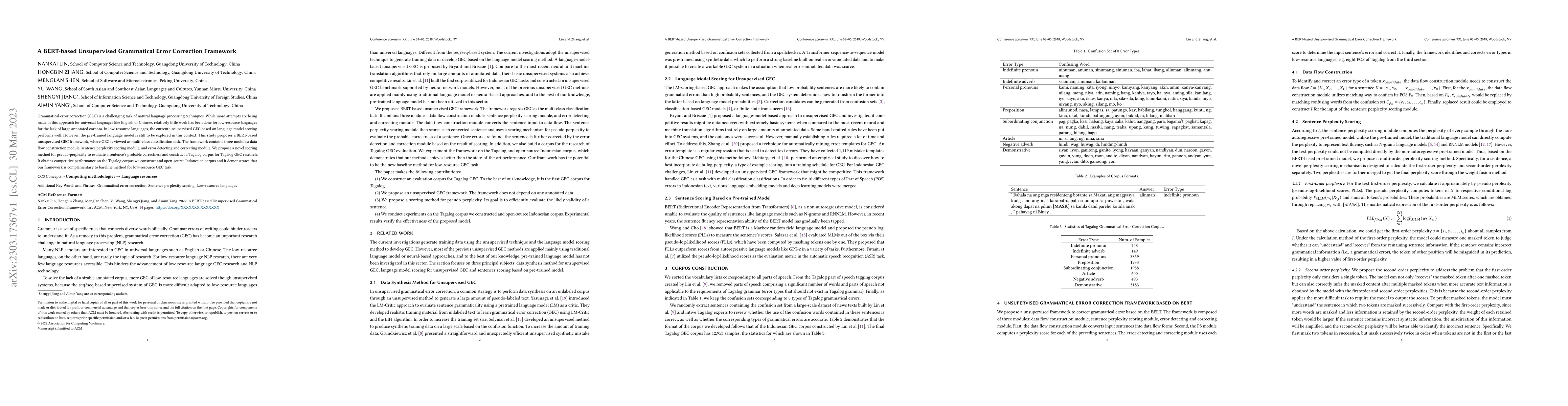 Thumbnail for A BERT-based Unsupervised Grammatical Error Correction Framework
